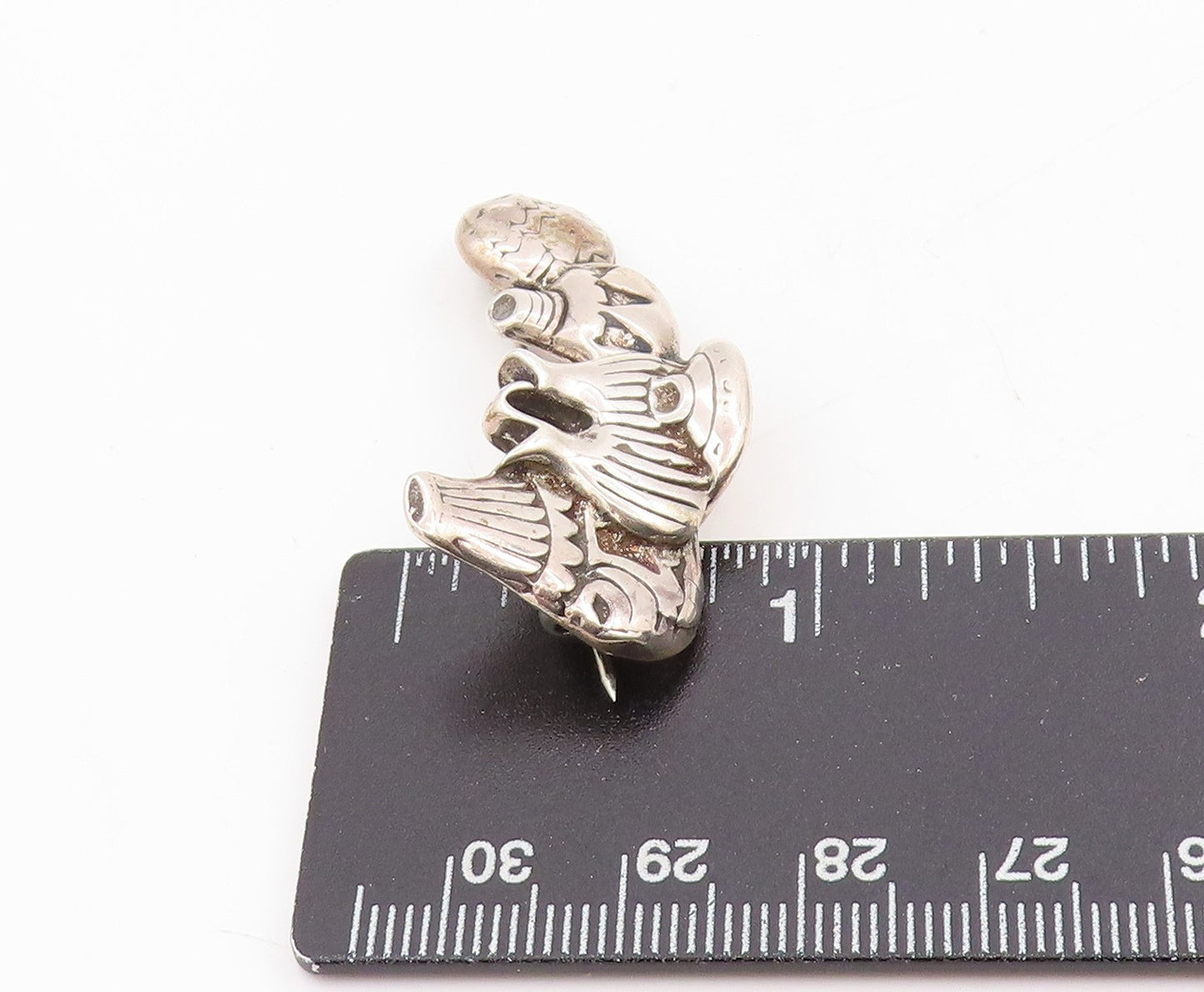 925 Sterling Silver Vintage Brooch Etched Pottery Set Cut Out Design  BP12042