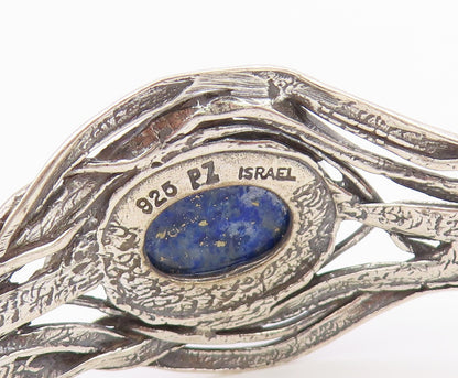 925 Sterling Silver Vintage Bracelet OR PAZ ISRAEL Lapis Lazuli Cuff  BT12165