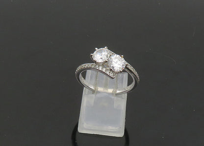 925 Sterling Silver  Vintage Cubic Zirconia Bypass Band Ring Sz 8  RG21655