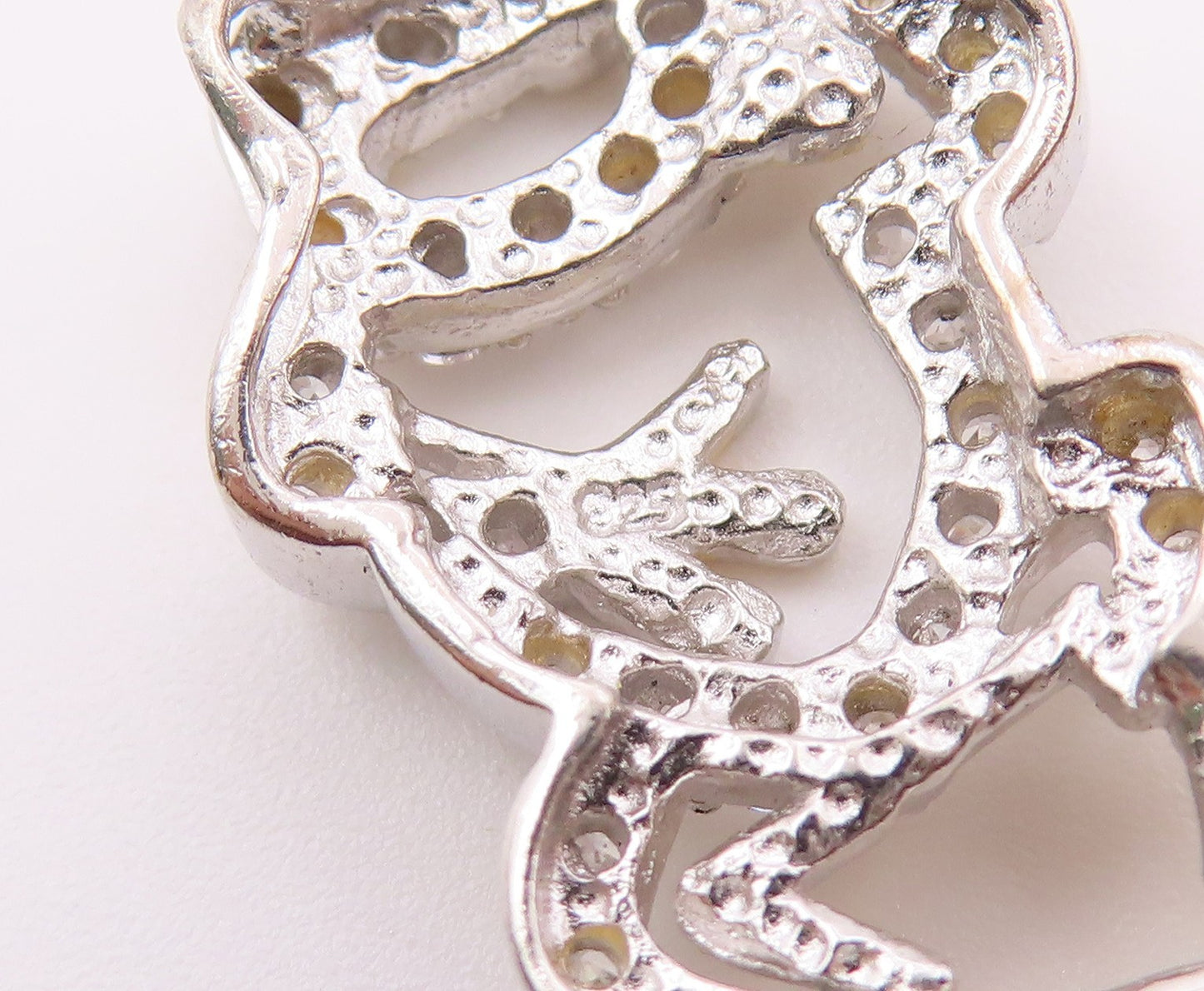 925 Sterling Silver  Vintage Cubic Zirconia Two Tone Frog Pendant  PT17543