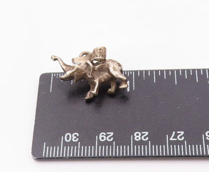 925 Sterling Silver  Vintage Petite Dark Tone Elephant Animal Pendant  PT19530