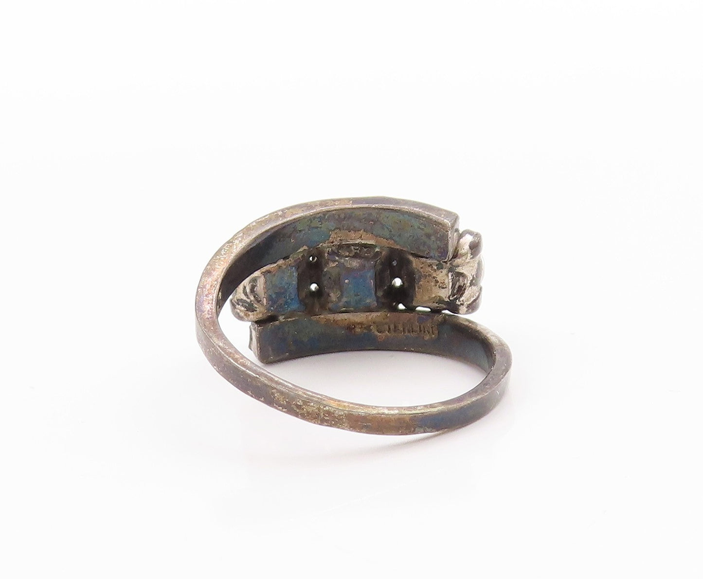 925 Sterling Silver Vintage Ring UNCAS Antique Multi Shape CZ Band Sz 9 RG33531