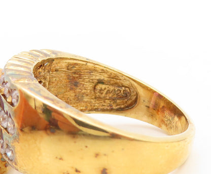 925 Sterling Silver Vintage Ring DAVID SIGAL  Gold Plated Topaz  Sz 10  RG31362