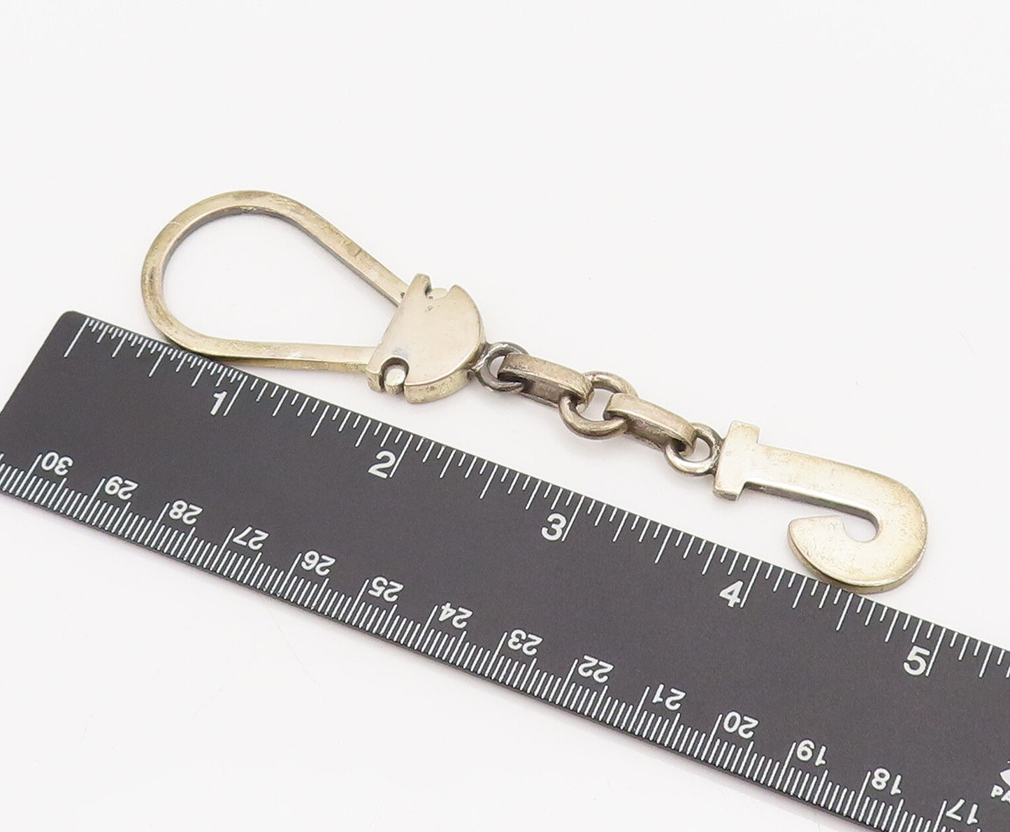 MIDDLE EAST 925 Silver  Vintage Solid Cutout Letter J Big Hoop Keychain TR3535