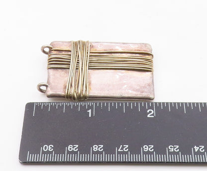 925 Sterling Silver  Vintage Wire Wrapped Detail Square Pendant  PT10056
