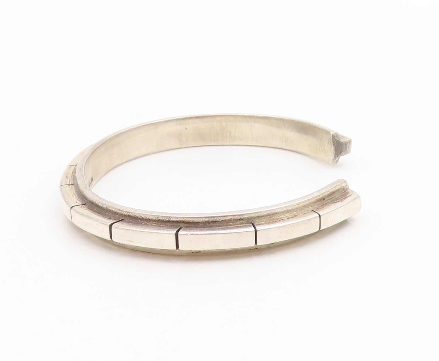 925 Sterling Silver Vintage Bracelet Modernist Geometric Pattern Cuff  BT12016