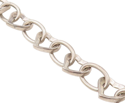 925 Sterling Silver Vintage Bracelet Rings & Cutout Hearts Linked  BT11135