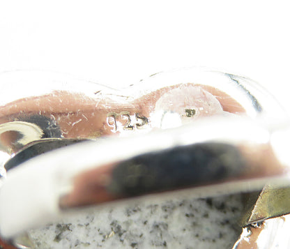 925 Sterling Silver  Love Heart Dendrite Agate Cocktail Ring Sz 10  RG8177