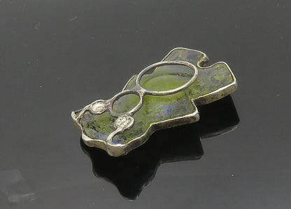 925 Sterling Silver  Vintage Modernist Teddy Bear Motif Pendant  PT15901