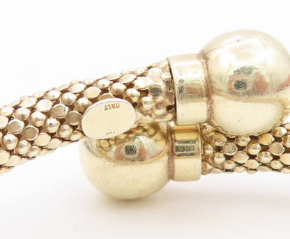 925 Sterling Silver Vintage Bracelet Chunky Bypass Bangle With Ball Ends BT11807