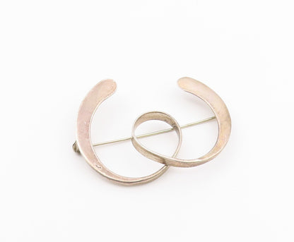 925 Sterling Silver  Vintage Shiny Smooth Swirled Brooch Pin  BP8524