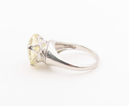 925 Sterling Silver Vintage Ring Heart Shape Citrine Solitaire  Sz 11  RG36497