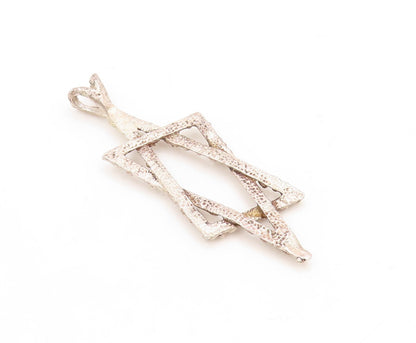 925 Sterling Silver Vintage Pendant Brutalist Cutout Star Of David  PT23878