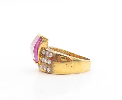 925 Sterling Silver Vintage Ring DAVID SIGAL  Gold Plated Topaz  Sz 10  RG31362