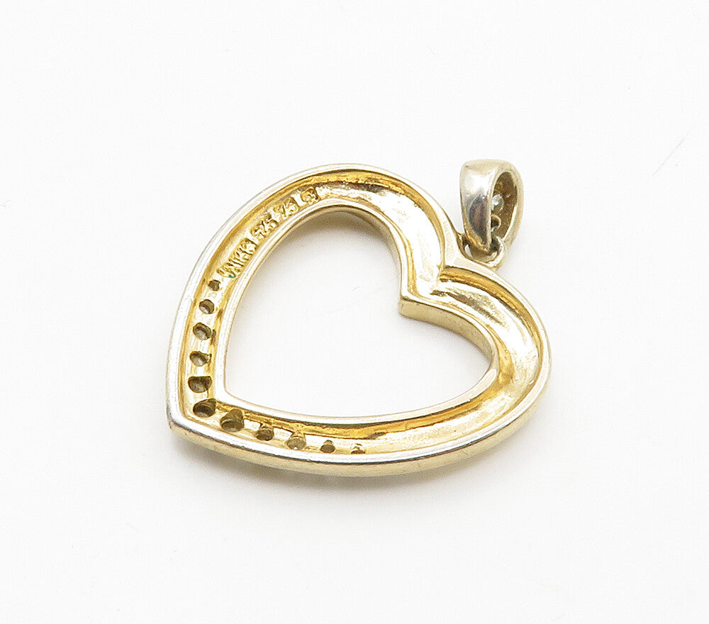 ROSS SIMON 925 Silver  Topaz Shiny Two Tone Open Love Heart Pendant  PT12827