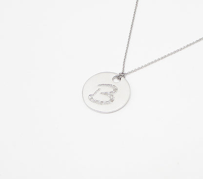 925 Sterling Silver  .10ctw Genuine Diamonds B Initial Pendant & Chain  PT2450