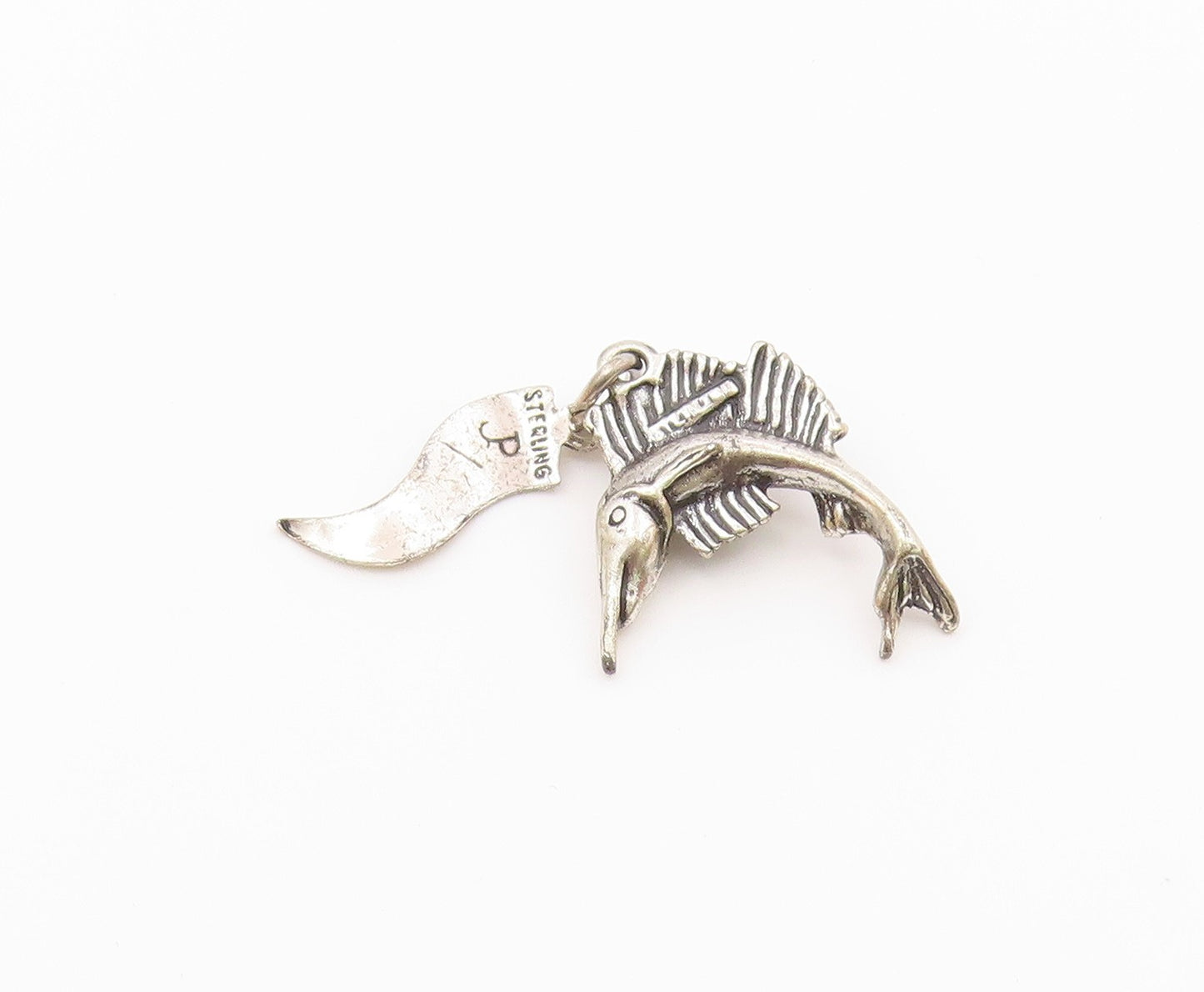 925 Sterling Silver  Vintage Virginia Beach Swordfish Charm Pendant  PT21782