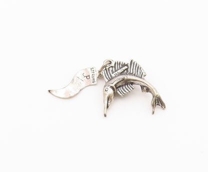 925 Sterling Silver  Vintage Virginia Beach Swordfish Charm Pendant  PT21782