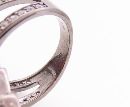 925 Sterling Silver Vintage Ring Designer Cutout Multi Stone Sz 8.5  RG29244