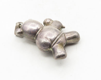 925 Sterling Silver  Vintage Dark Tone Hollow Teddy Bear Motif Pendant  PT7811