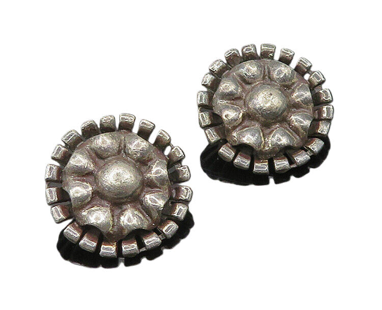 925 Sterling Silver  Vintage Antique Floral Non Pierce Earrings  EG10118