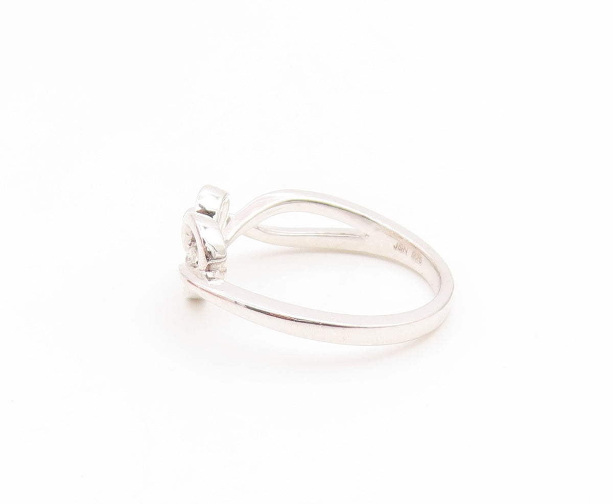 925 Sterling Silver Vintage Ring Round CZ Elegant Love Heart Band  Sz 7  RG35229