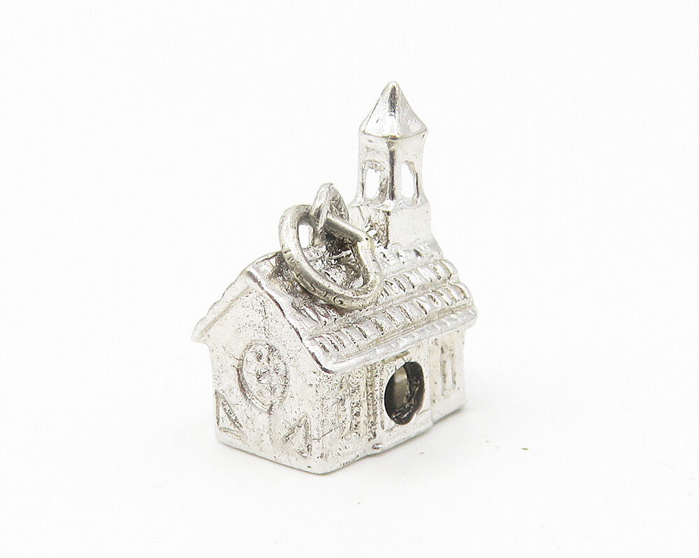 925 Sterling Silver  Vintage Shiny Petite Church House Motif Pendant  PT9094