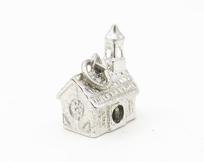 925 Sterling Silver  Vintage Shiny Petite Church House Motif Pendant  PT9094
