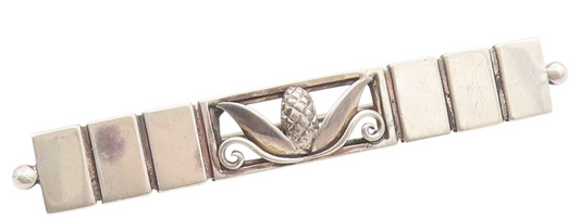 925 Sterling Silver Vintage Brooch Pin GEORG JENSEN DENMARK Acorn Bar  BP12625