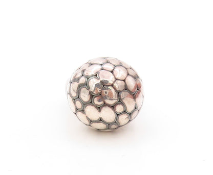 925 Sterling Silver Vintage Ring Puffed Pebble Effect Carved  Sz 7.5  RG31048
