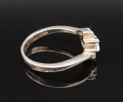 925 Silver  Vintage Dainty Cubic Zirconia & Spinel Bypass Ring Sz 5.5  RG24919
