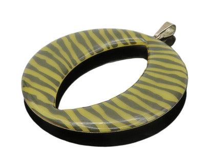 925 Sterling Silver  Vintage Enamel Striped Open Circle Drop Pendant  PT11477