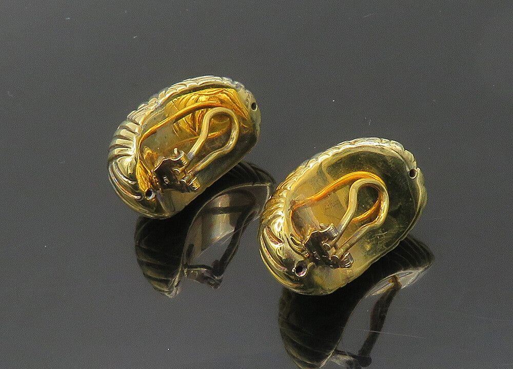925 Sterling Silver  Vintage Gold Plated Hollow Non Pierce Earrings  EG9775