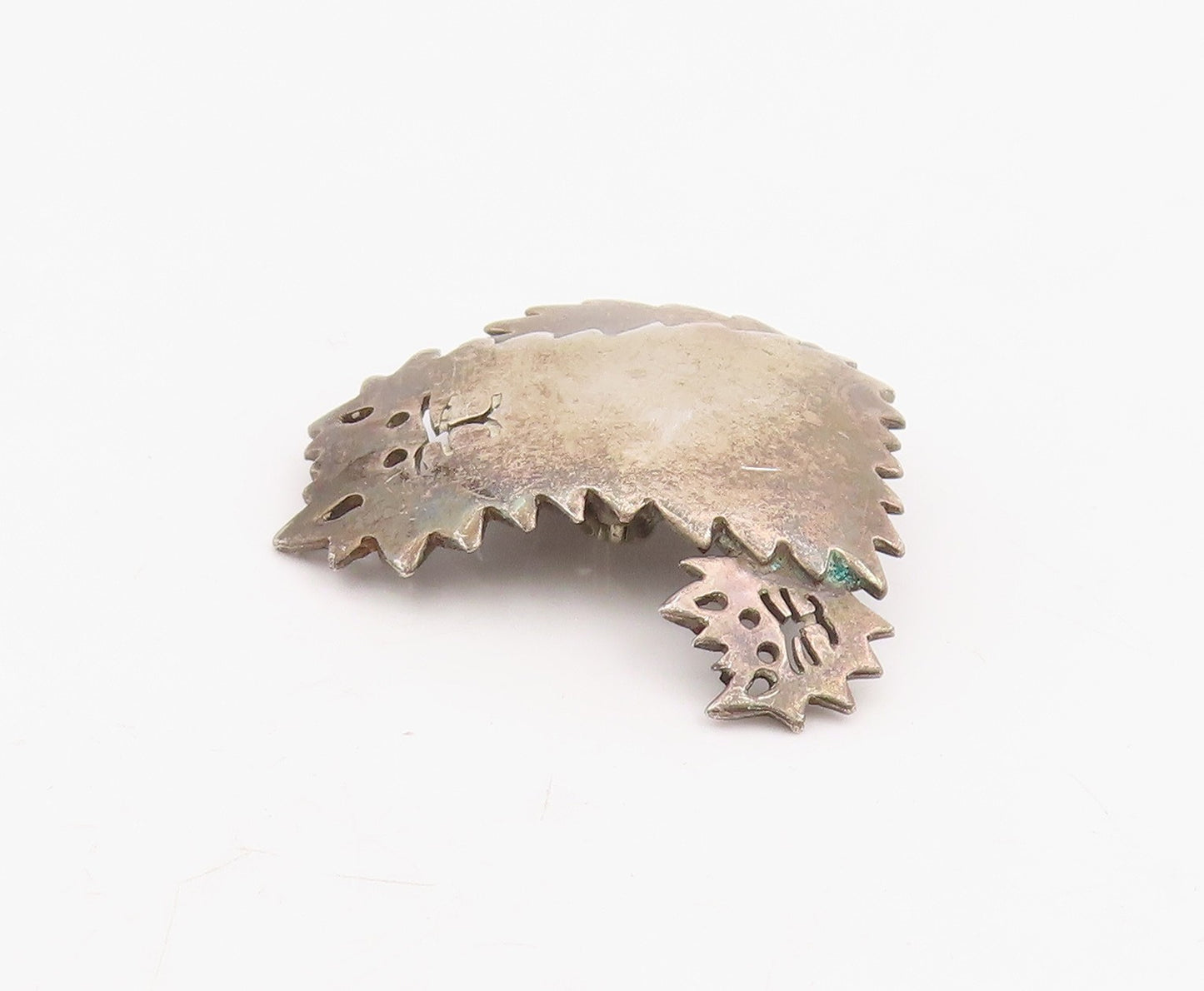 925 Sterling Silver Vintage Brooch Pin Modernist Cat With Jagged Edges  BP12320