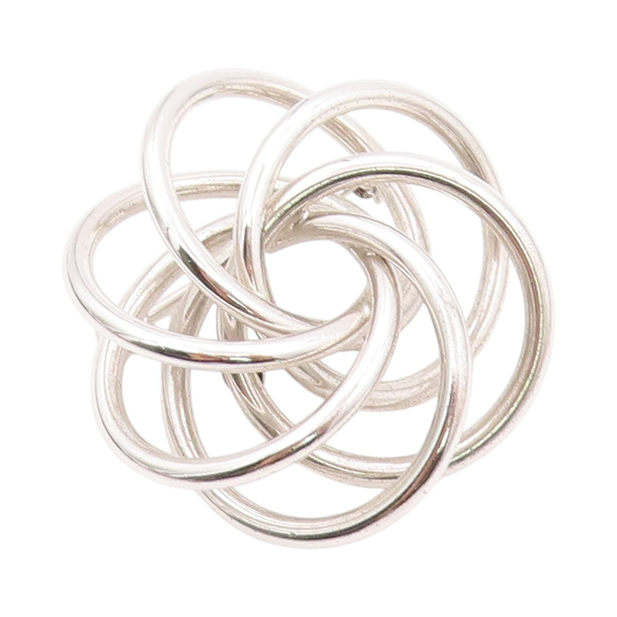 925 Sterling Silver Vintage Brooch Modernist Cutout Rings Flower  BP11519
