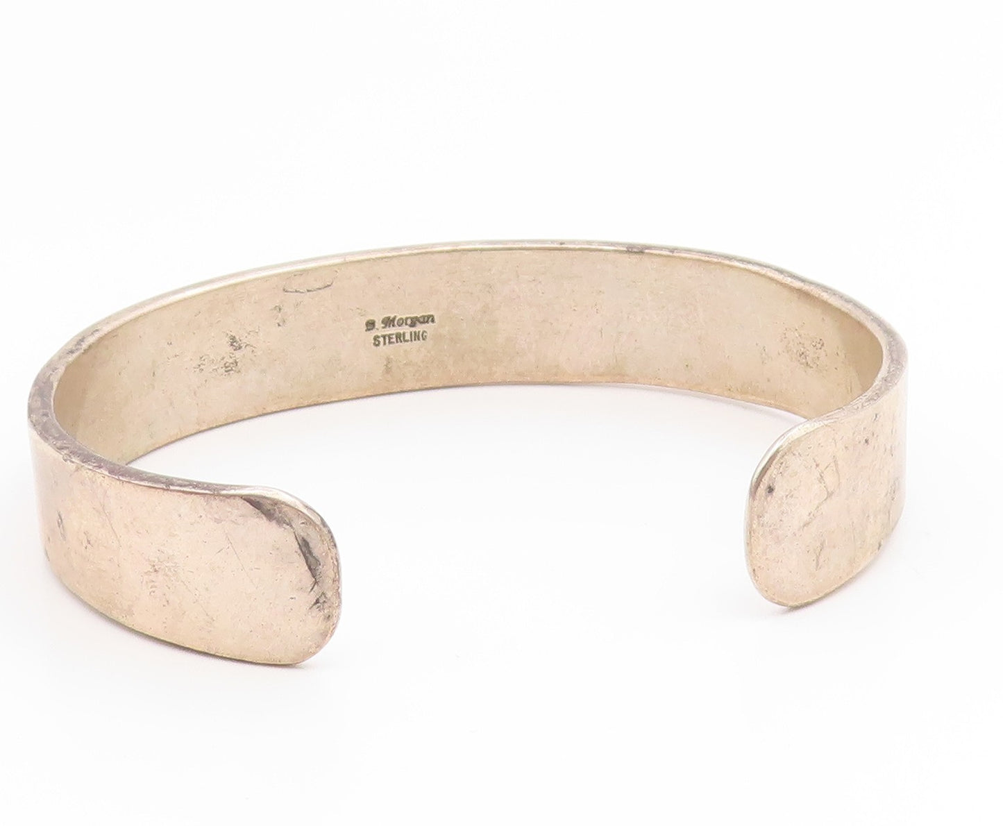 925 Sterling Silver Vintage Bracelet NAVAJO BRUCE MORGAN Etched Cuff  BT11906