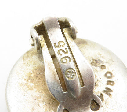 ISRAEL 925 Silver  Vintage Two Tone Non Pierce Button Drop Earrings  EG8134