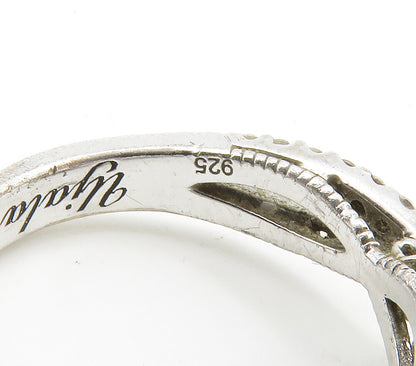 925 Sterling Silver  Shiny Cubic Zirconia Love Heart Band Ring Sz 4  RG14606