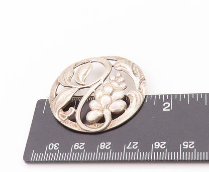 925 Sterling Silver Vintage Brooch BAURING Featuring a Grape & Leaves  BP11609