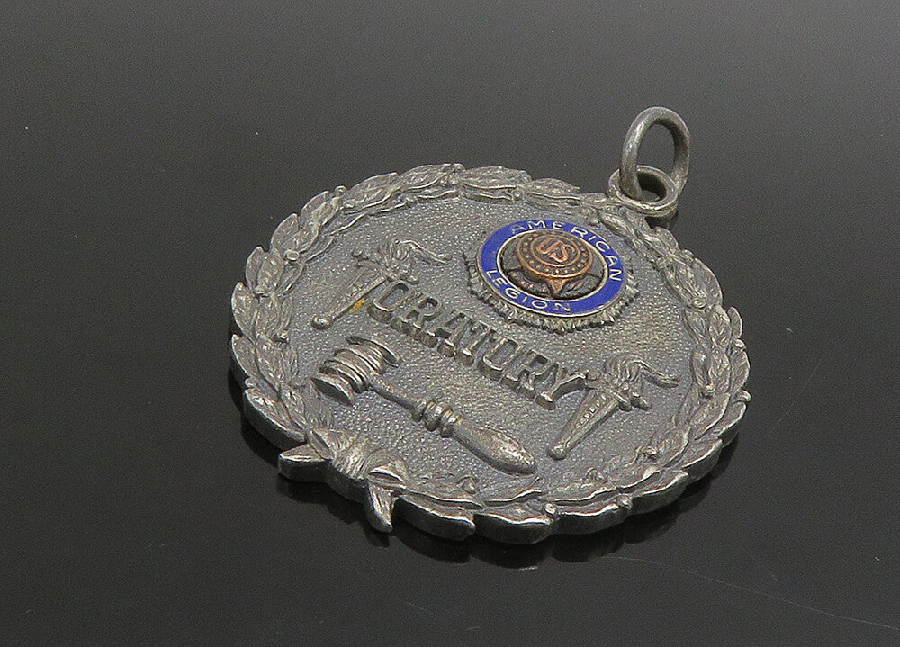 925 Sterling Silver  Vintage Antique American Legion Oratory Pendant  PT19163