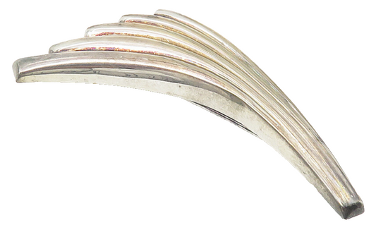 925 Sterling Silver  Vintage Shiny Hollow Fluted Wing Design Brooch Pin BP4226