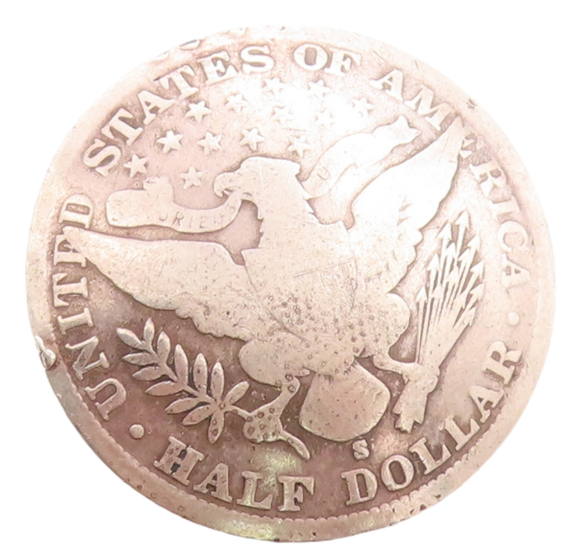 925 Sterling Silver Vintage Ring Solid Large Half US Dollar Coin  Sz 7  RG31643