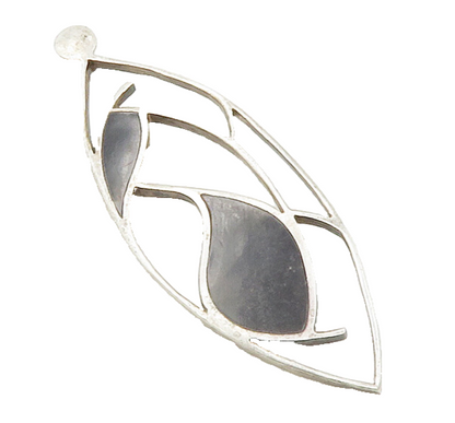 925 Sterling Silver  Vintage Inlaid Black Onyx Open Design Pendant  PT10124