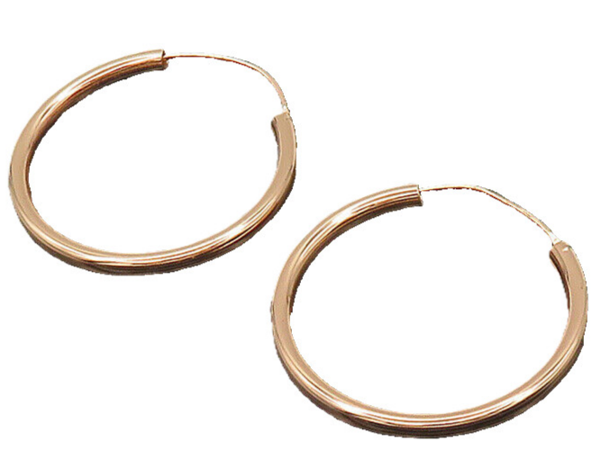 925 Sterling Silver  Vintage Shiny Rose Gold Plated Hoop Earrings  EG10472
