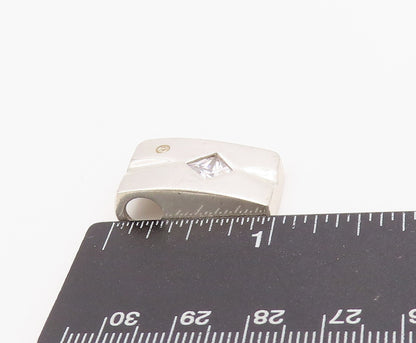 925 Sterling Silver Vintage Pendant Two Shape CZ Modernist Solid Charm  PT24912