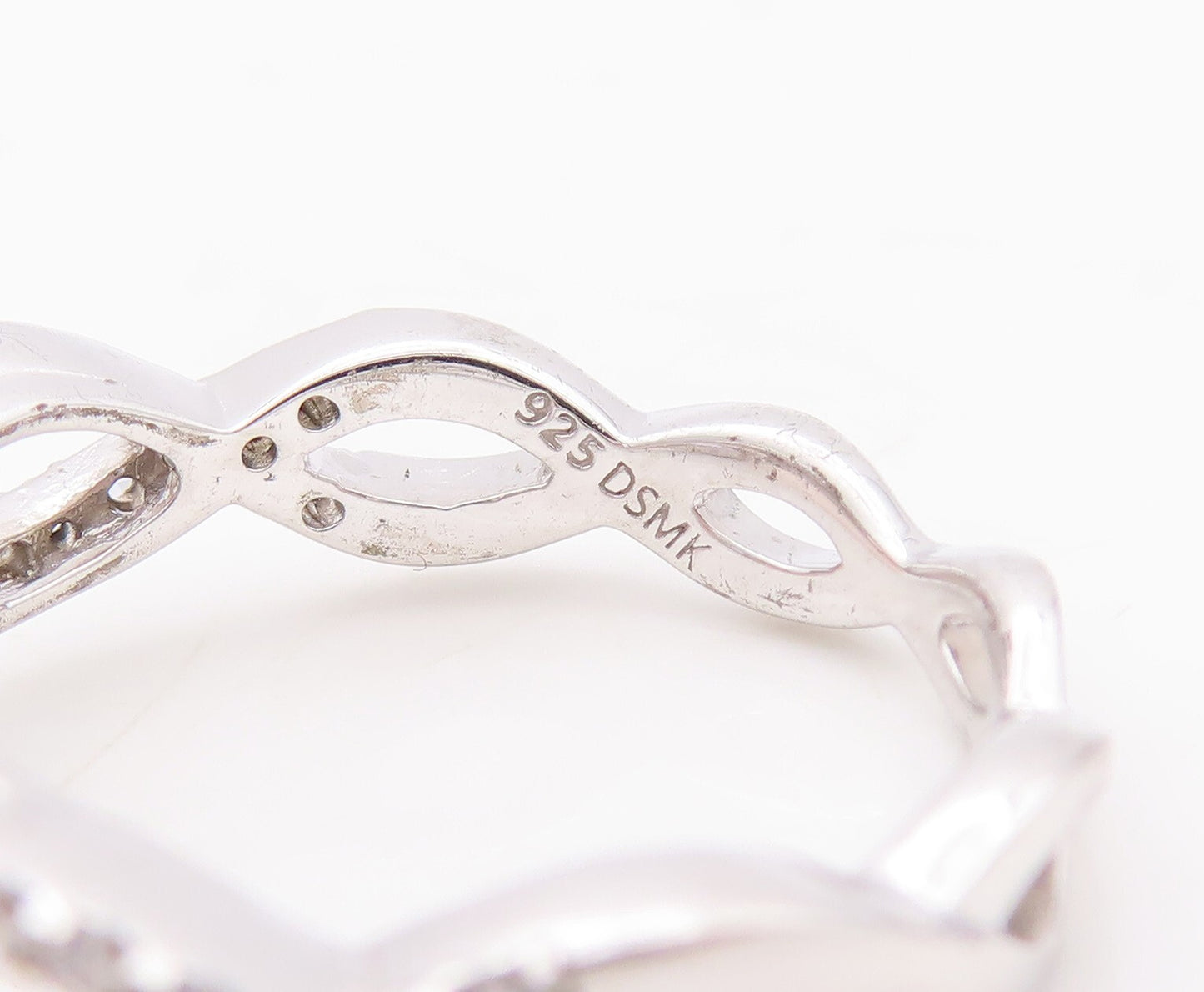 925 Sterling Silver Vintage Ring Round Blue Designer CZ Band  Sz 7  RG29301