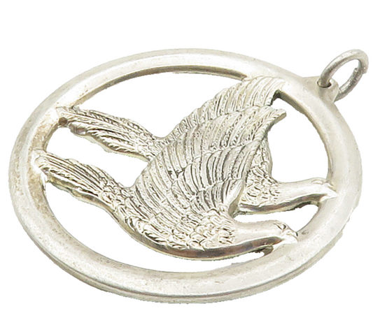 WALLACE 925 Sterling Silver  Vintage Peace On Earth Doves Pendant  PT11889