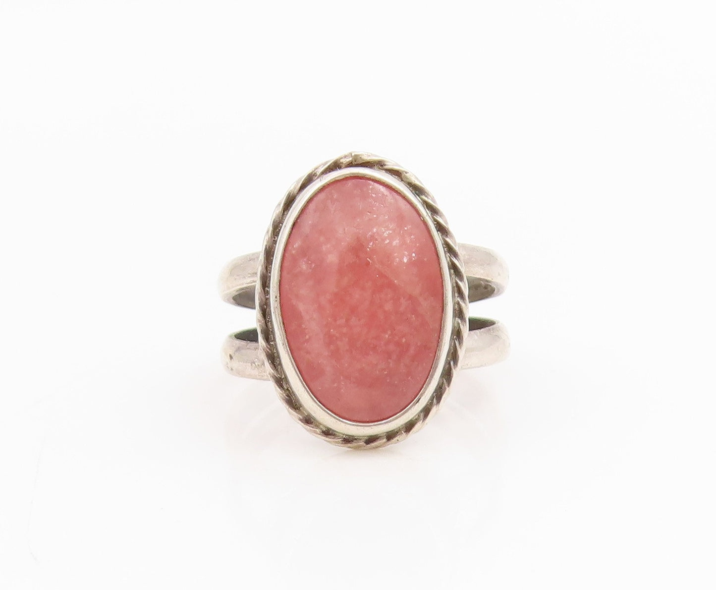 925 Sterling Silver Vintage Ring Oval Rhodochrosite Split Band  Sz 6.5  RG34817