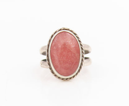 925 Sterling Silver Vintage Ring Oval Rhodochrosite Split Band  Sz 6.5  RG34817