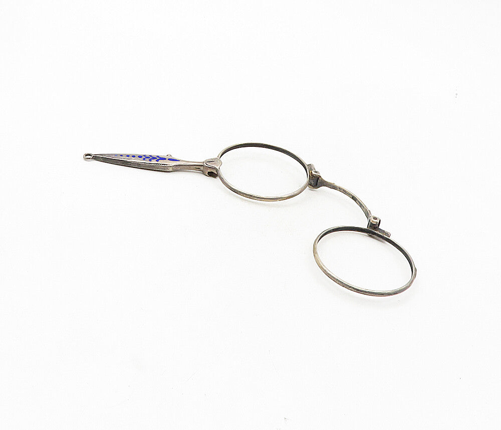 925 Sterling Silver  Vintage Enamel Old Fashioned Spectacles Frames  TR1441